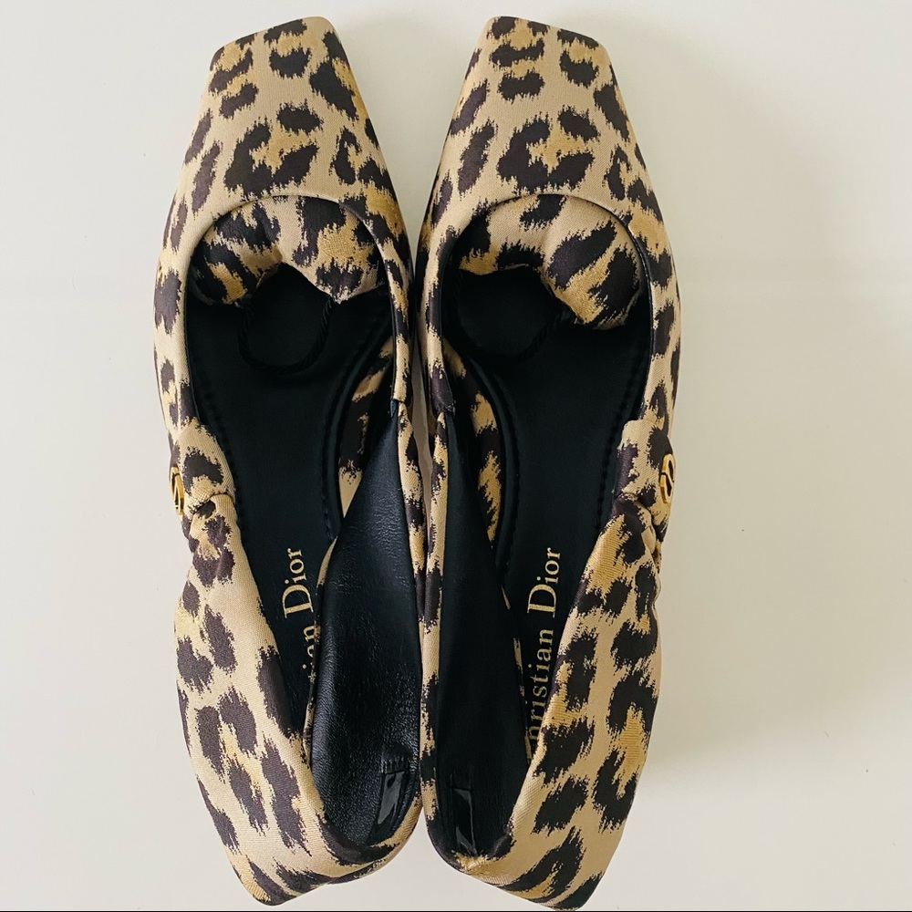 Christian Dior Mizza Slingback Pump Heels Shiny Leopard - Picture 3 of 7